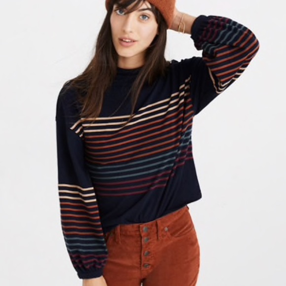 Madewell Tops - Madewell bubblesleeve mockneck in Kinzie stripe S